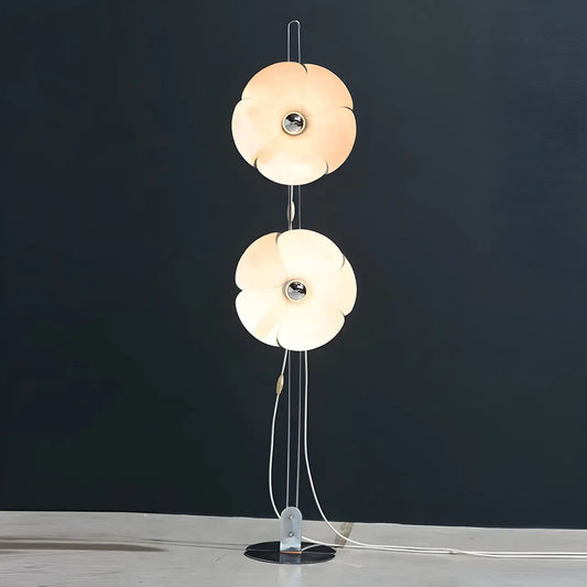 Unique 2-Light Silver Circle Petal Modern Floor Lamp