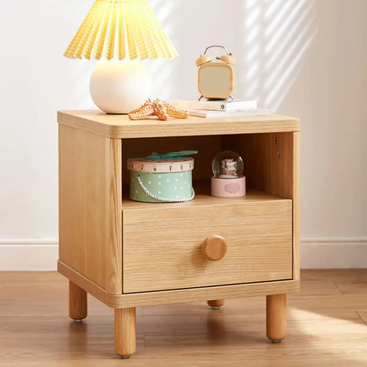 Childroom Solid Wood 2-Tier Small Nightstand with Legs