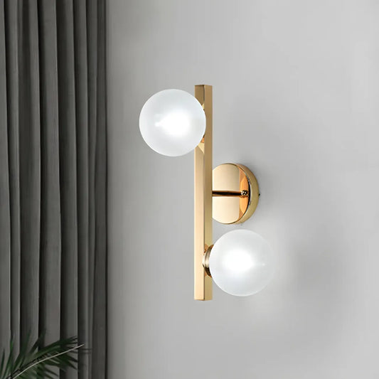 2-Light Globe Brass LED Wall Sconce for Living Room Decor