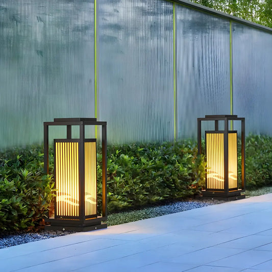 Elegant Vertical Open Rectangle Shade Post Cap Light