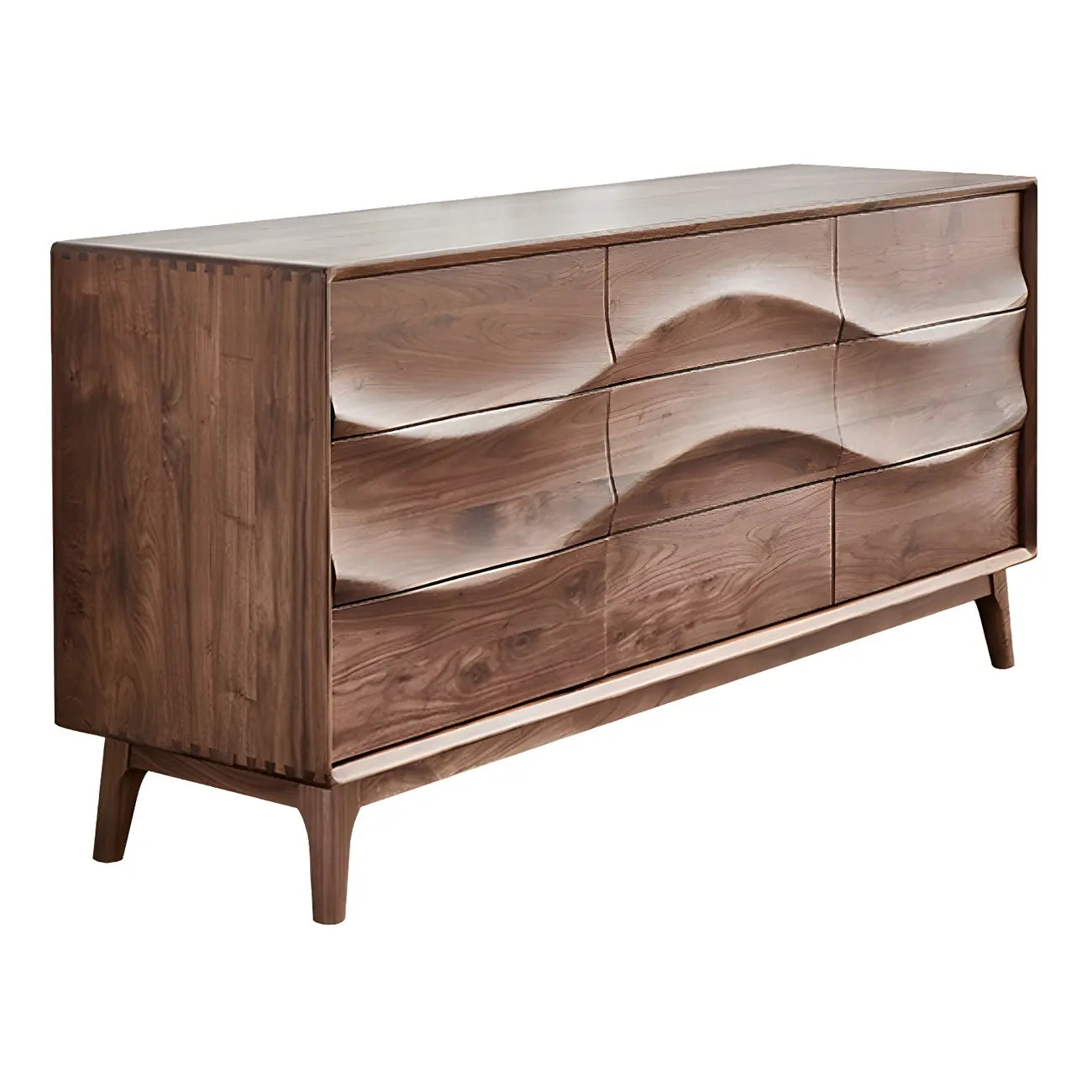 Nordic Natural Wooden Double Dresser in Wave Art