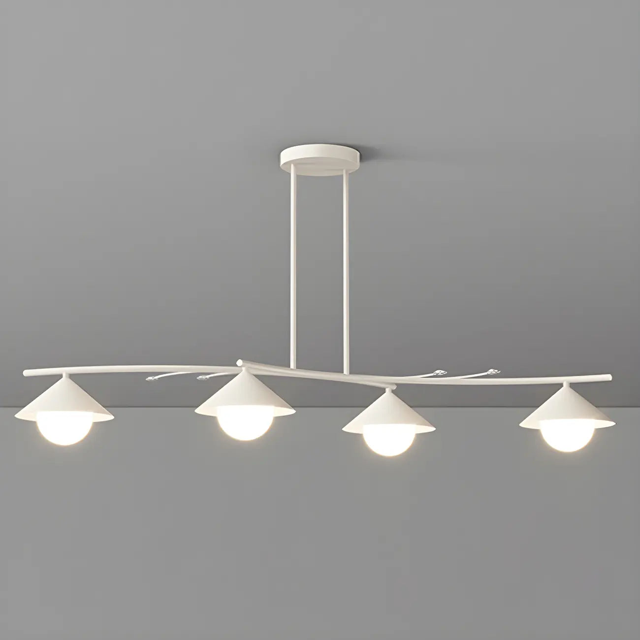 Sleek Modern White Metal Island Pendant Light