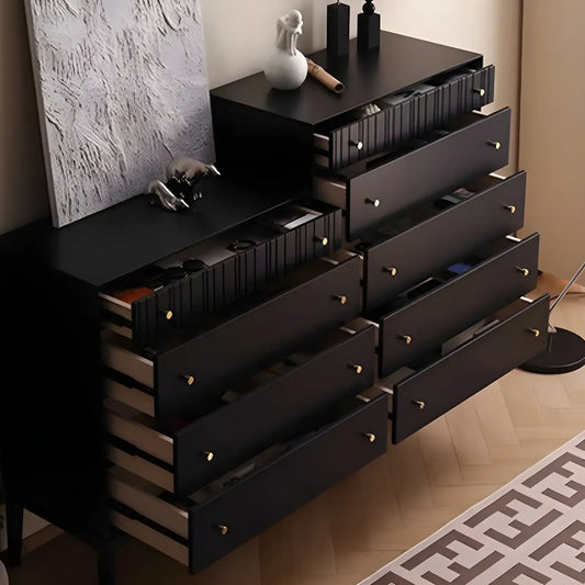 Classic Black Wooden Bachelor Chest with Drawers for Bedroom