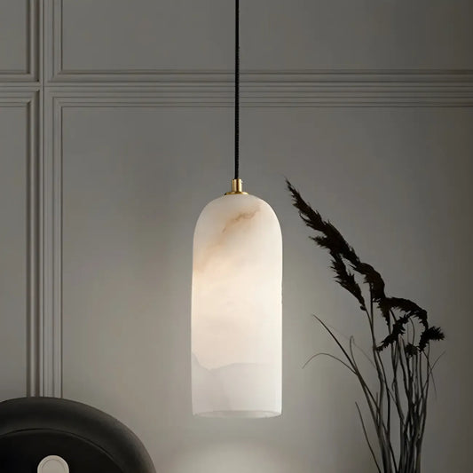 Modern Gold Bell Alabaster Adjustable Pendant Light