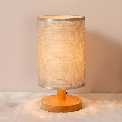 Rustic Round Wooden Table Lamp for Bedroom