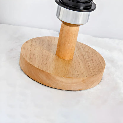 Rustic Round Wooden Table Lamp for Bedroom