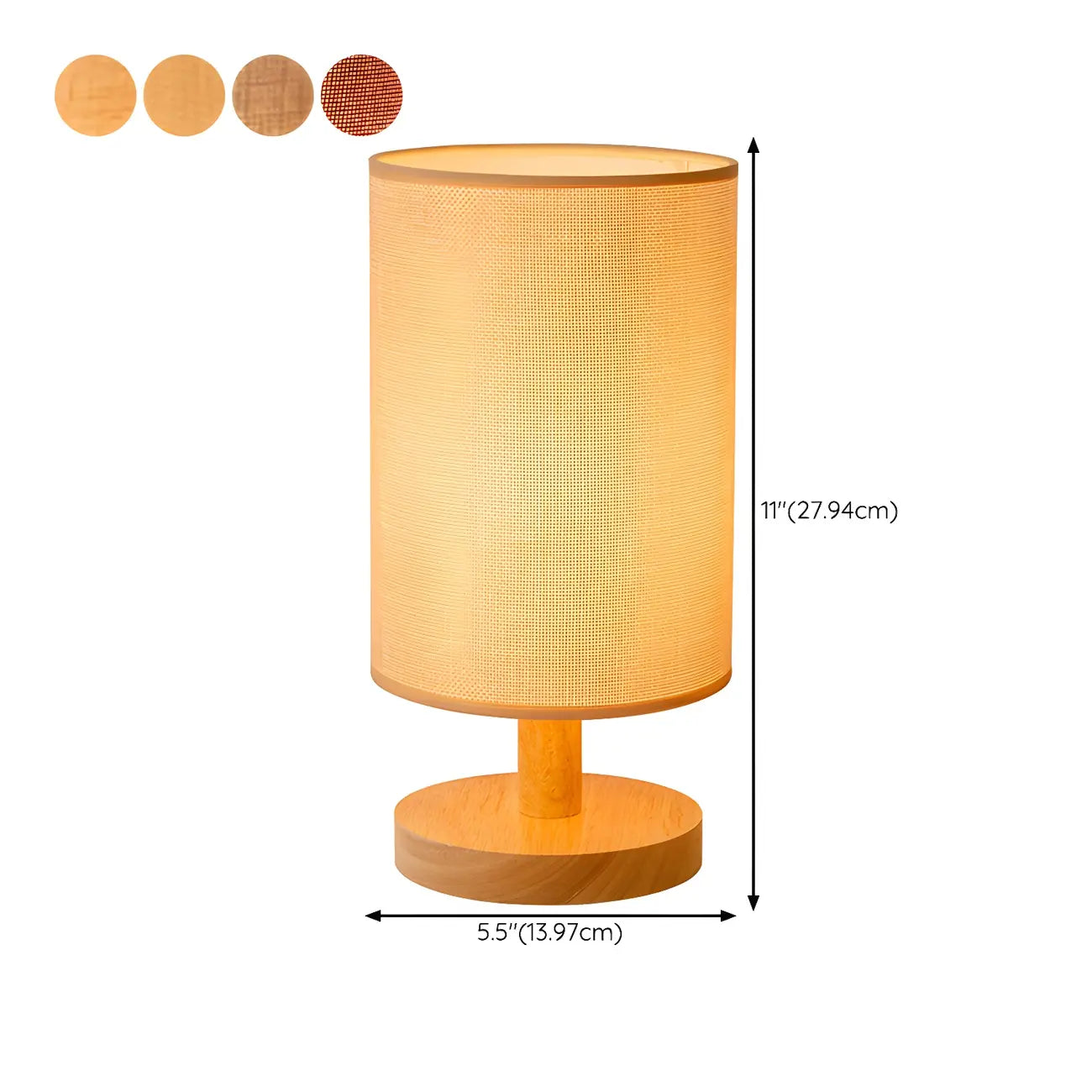 Rustic Round Wooden Table Lamp for Bedroom