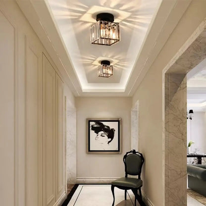 Elegant Crystal Semi Flush Ceiling Light for Living Room Use