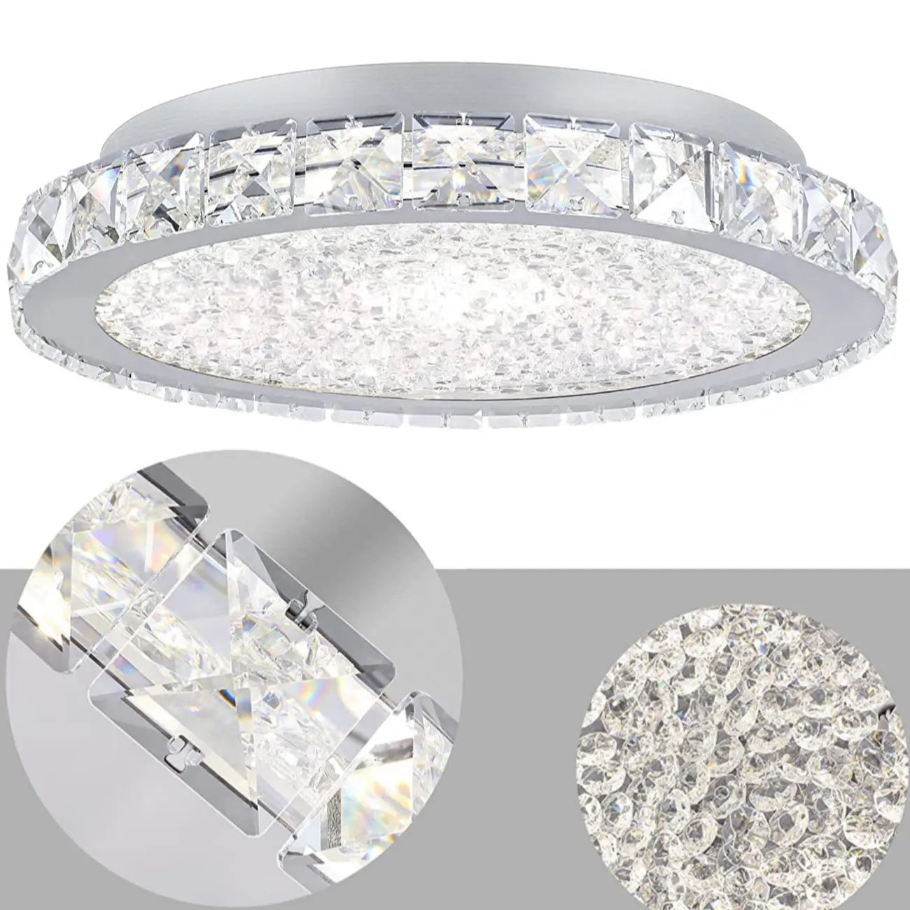 Small LED Flush Mount Ceiling Light with Crystal Shade