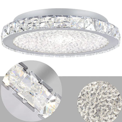 Small LED Flush Mount Ceiling Light with Crystal Shade