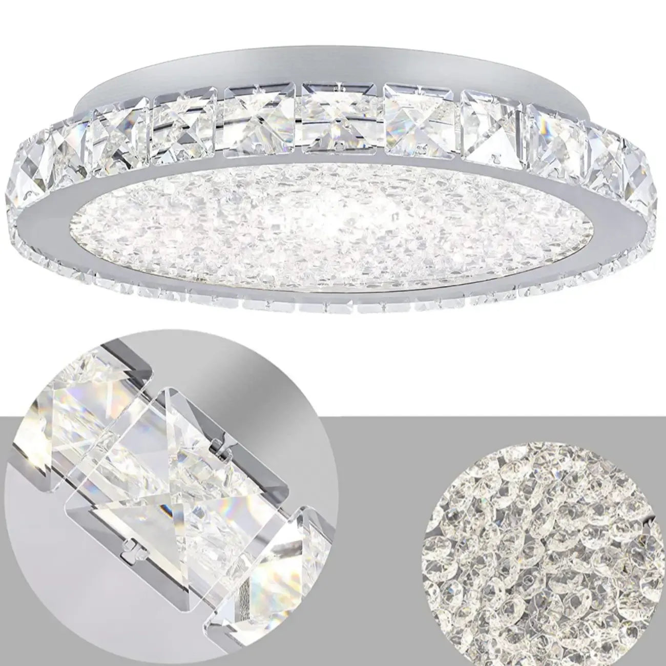 Small LED Flush Mount Ceiling Light with Crystal Shade
