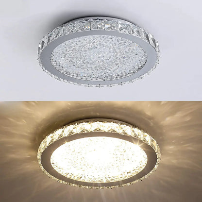Small LED Flush Mount Ceiling Light with Crystal Shade
