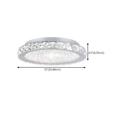 Small LED Flush Mount Ceiling Light with Crystal Shade