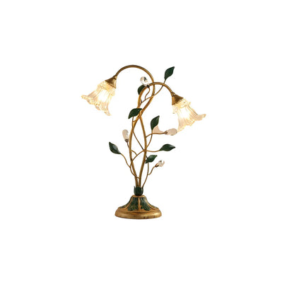 Elegant Glass Floral Shade Metal Table Lamp for Residential