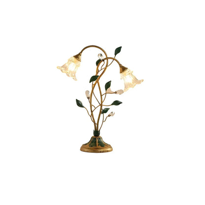 Elegant Glass Floral Shade Metal Table Lamp for Residential