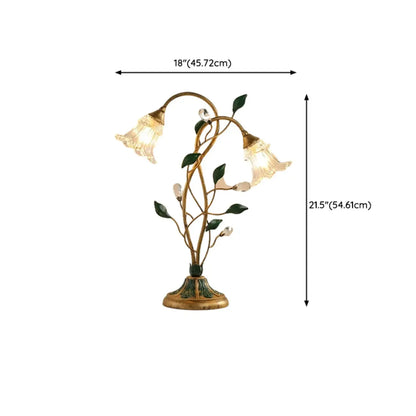 Elegant Glass Floral Shade Metal Table Lamp for Residential
