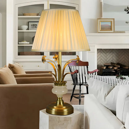 Classic Gold Geometric Table Lamp Plug In Electric for Bedroom