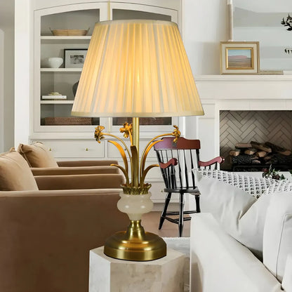 Classic Gold Geometric Table Lamp Plug In Electric for Bedroom