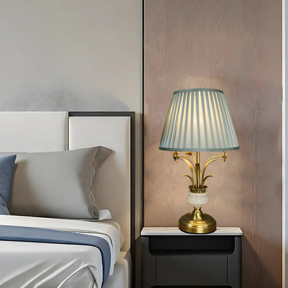 Classic Gold Geometric Table Lamp Plug In Electric for Bedroom