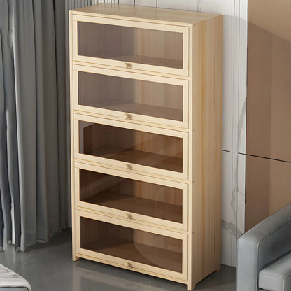 Classic Natural Wooden Display Cabinet with Acrylic Doors