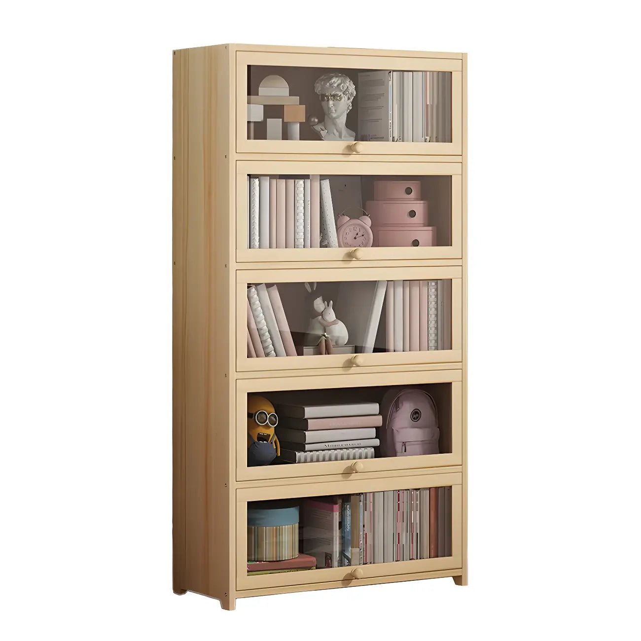 Classic Natural Wooden Display Cabinet with Acrylic Doors