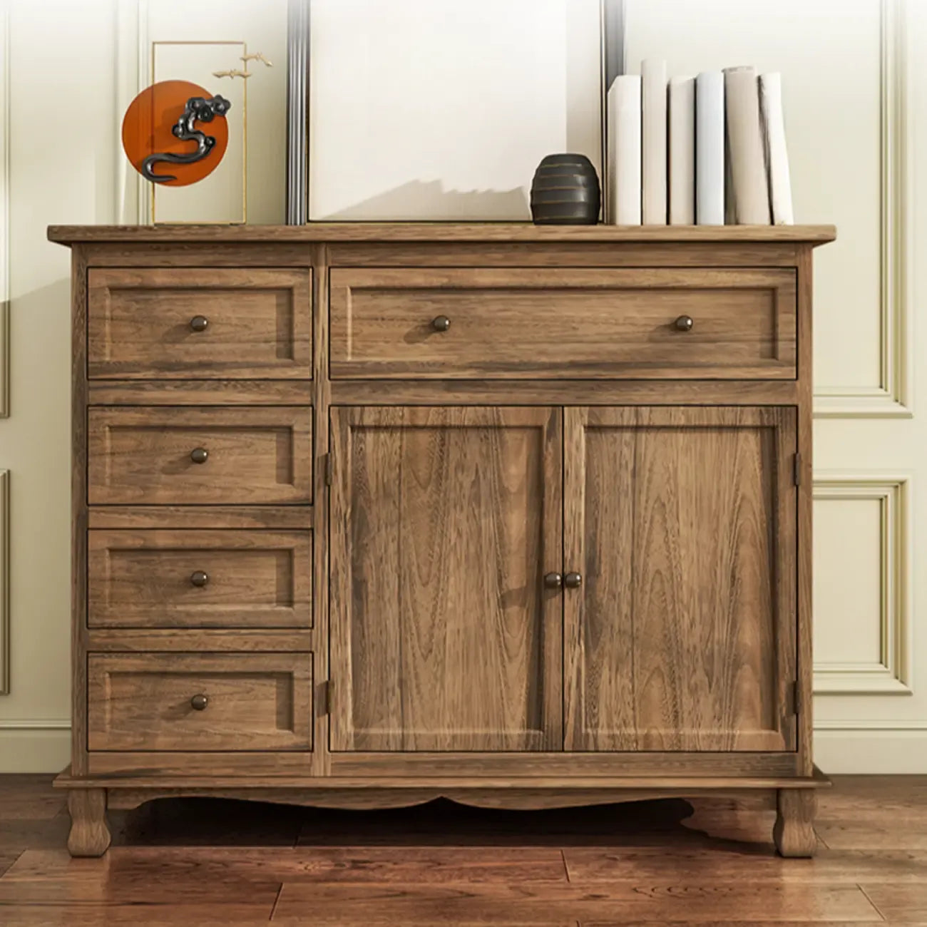 Rustic Wooden White Storage Cabinet for Bedroom or Office