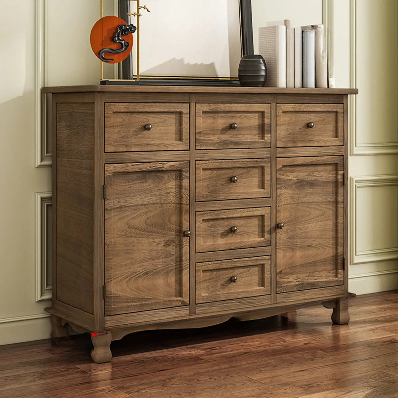 Rustic Wooden White Storage Cabinet for Bedroom or Office