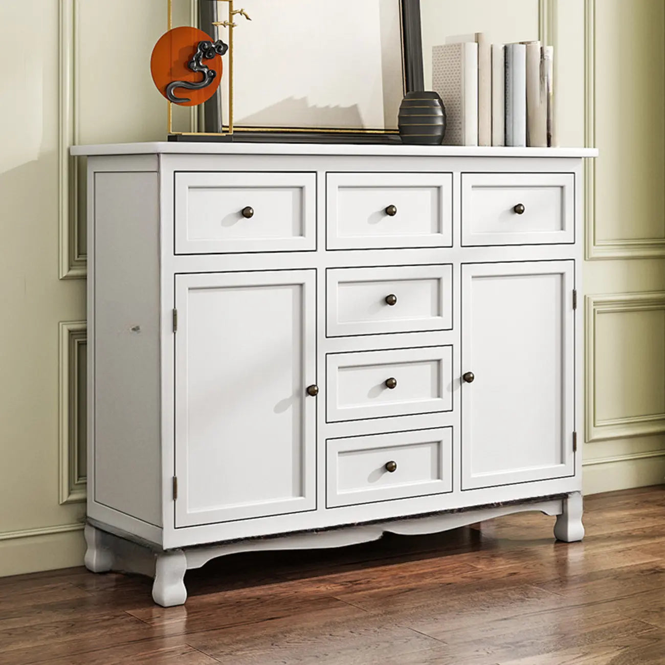 Rustic Wooden White Storage Cabinet for Bedroom or Office