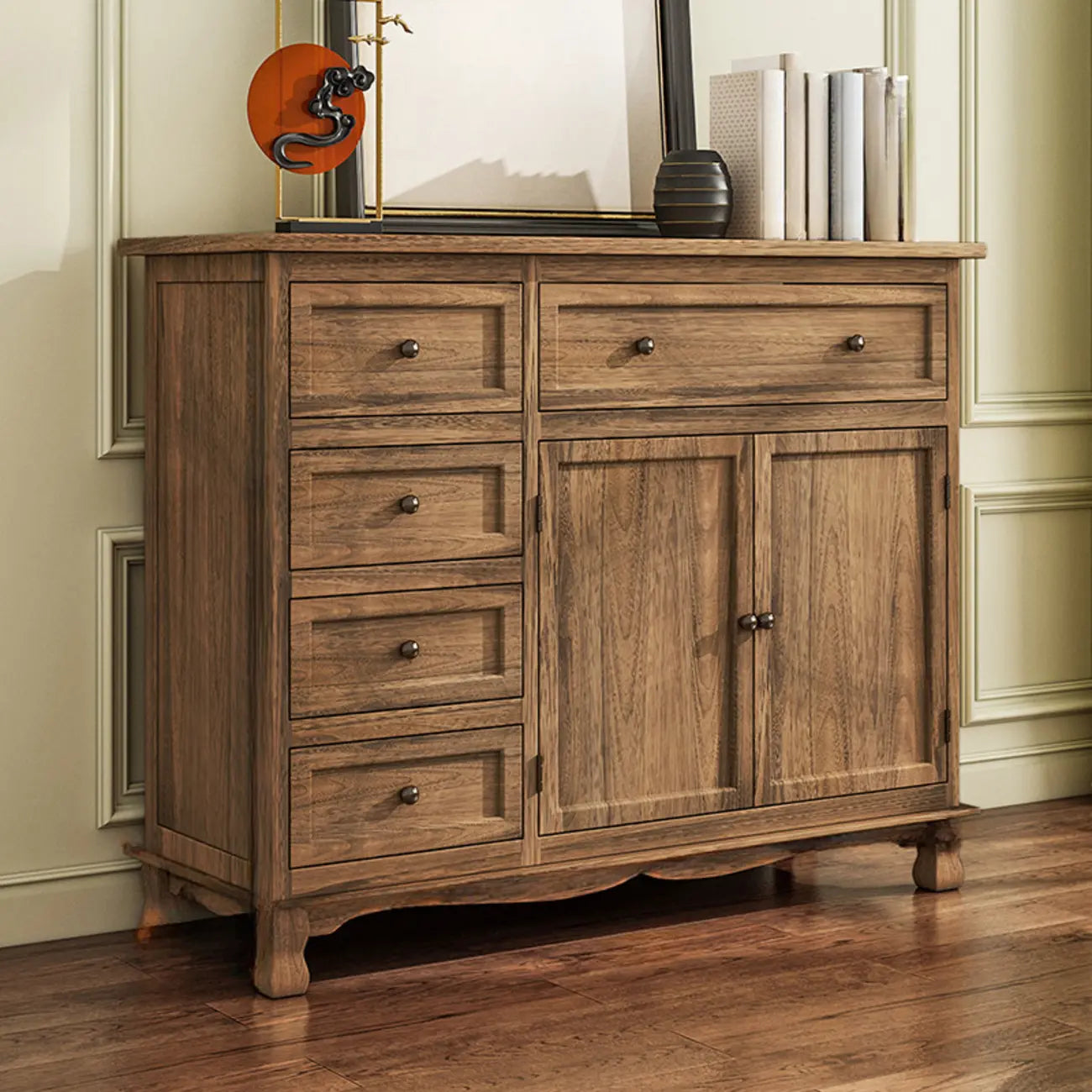 Rustic Wooden White Storage Cabinet for Bedroom or Office