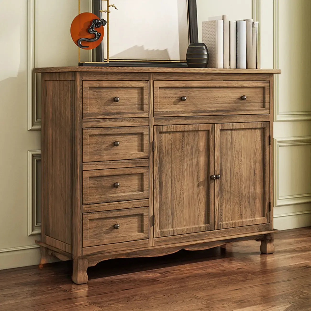 Rustic Wooden White Storage Cabinet for Bedroom or Office