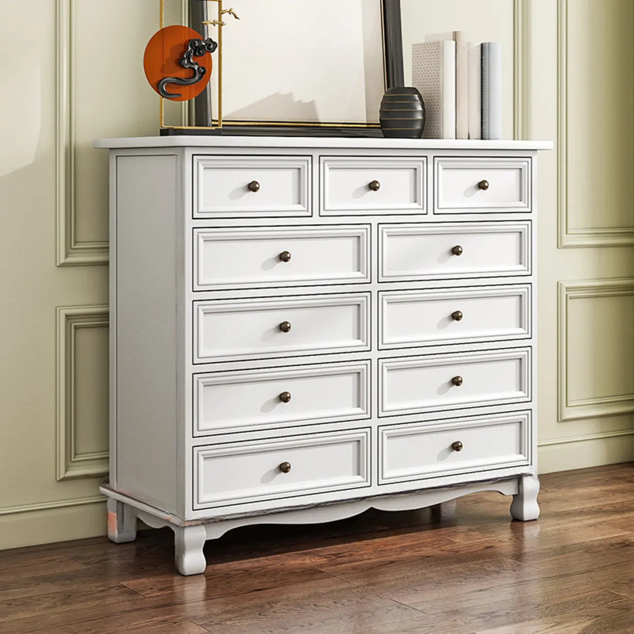 Rustic Wooden White Storage Cabinet for Bedroom or Office