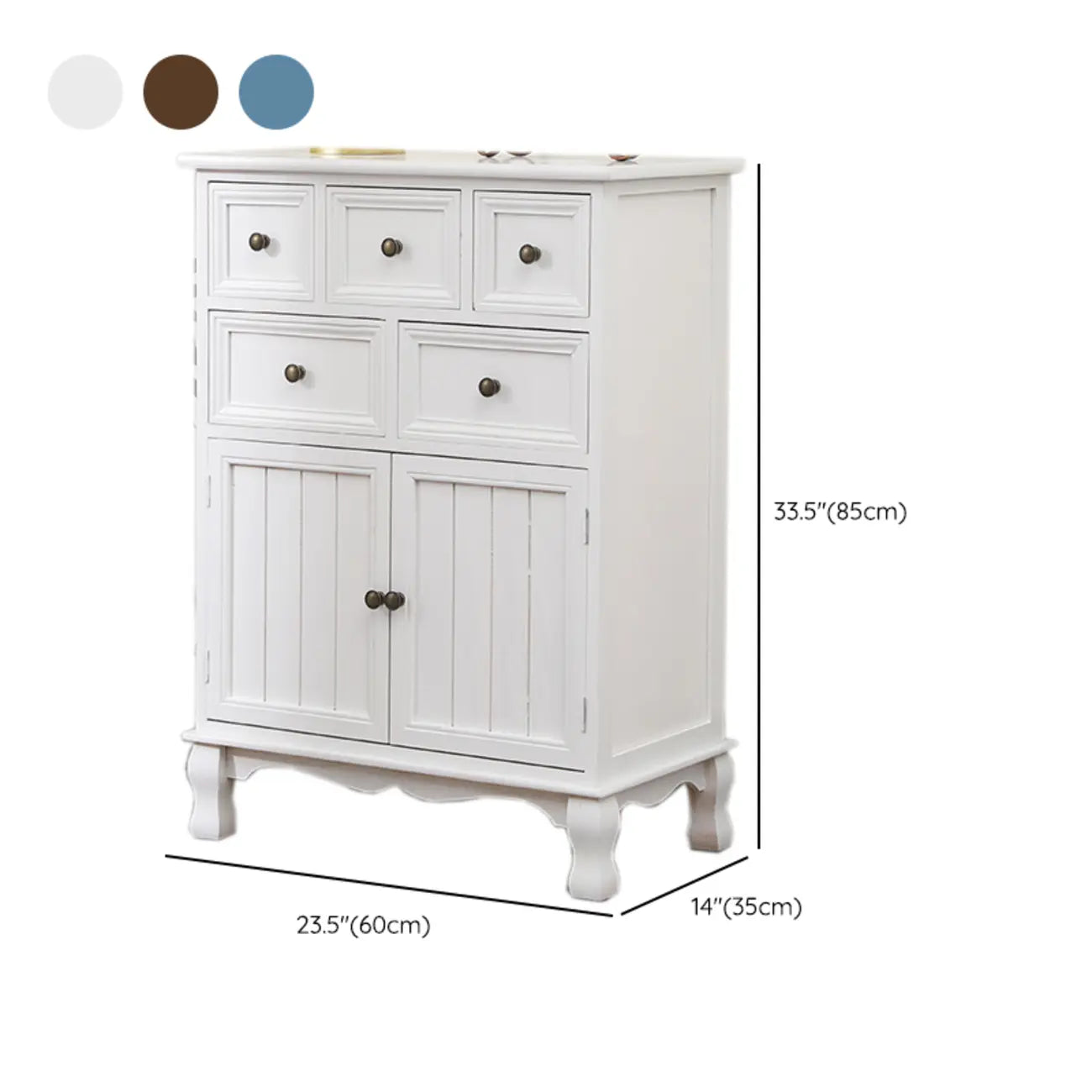 Rustic Wooden White Storage Cabinet for Bedroom or Office