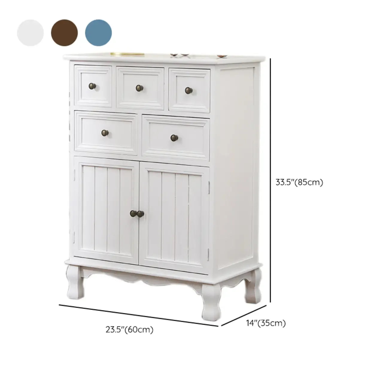 Rustic Wooden White Storage Cabinet for Bedroom or Office