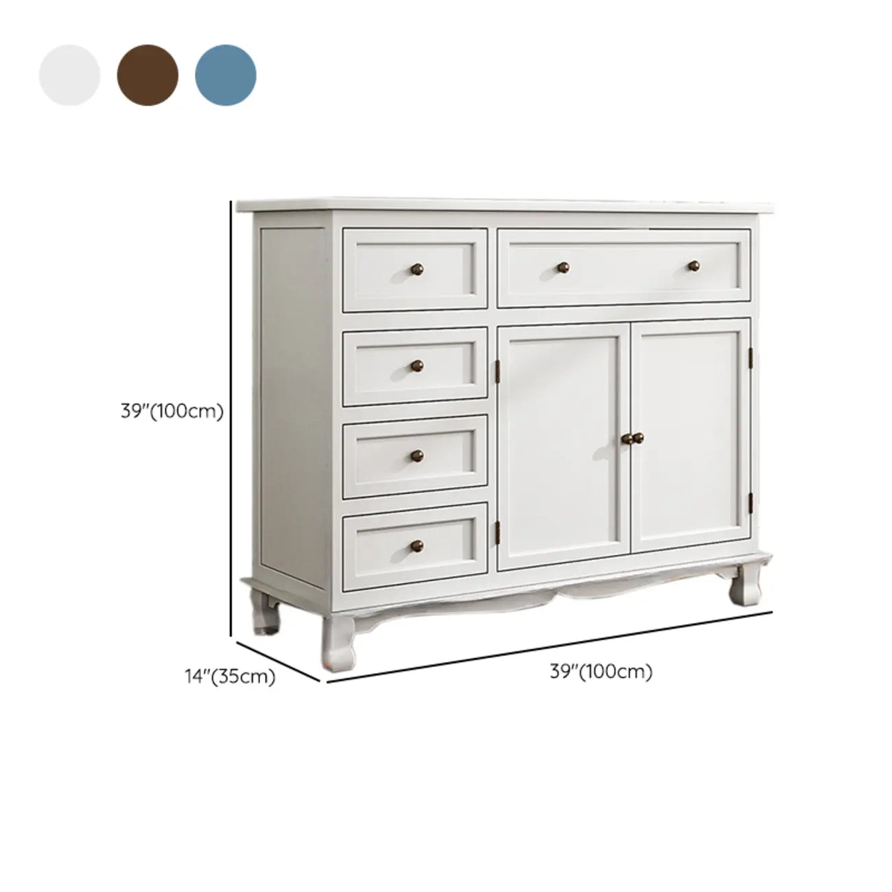 Rustic Wooden White Storage Cabinet for Bedroom or Office