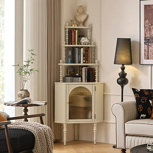 Versatile Wooden Corner Cabinet with Glass Door &  3 Tier Shelf