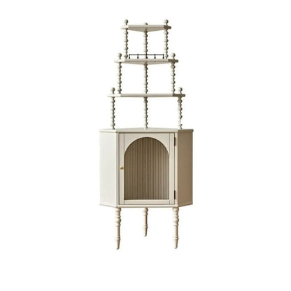 Versatile Wooden Corner Cabinet with Glass Door &  3 Tier Shelf