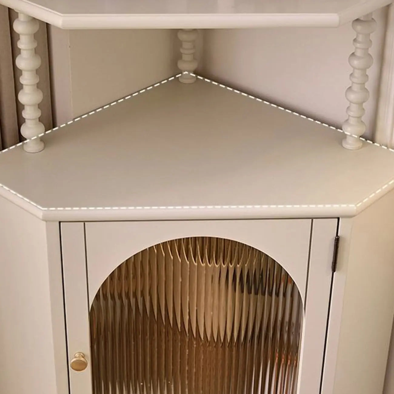 Versatile Wooden Corner Cabinet with Glass Door &  3 Tier Shelf