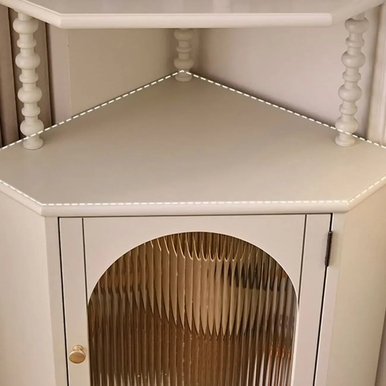 Versatile Wooden Corner Cabinet with Glass Door &  3 Tier Shelf