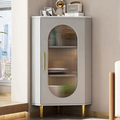 Freestanding Indoor Corner Cabinet with Glass Door and Light