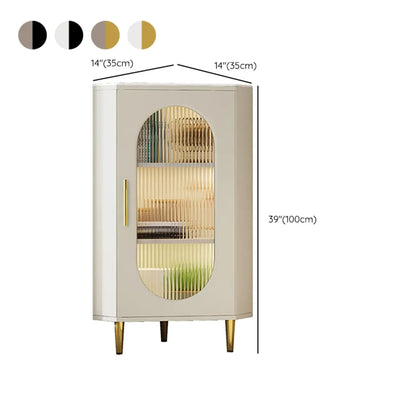 Freestanding Indoor Corner Cabinet with Glass Door and Light
