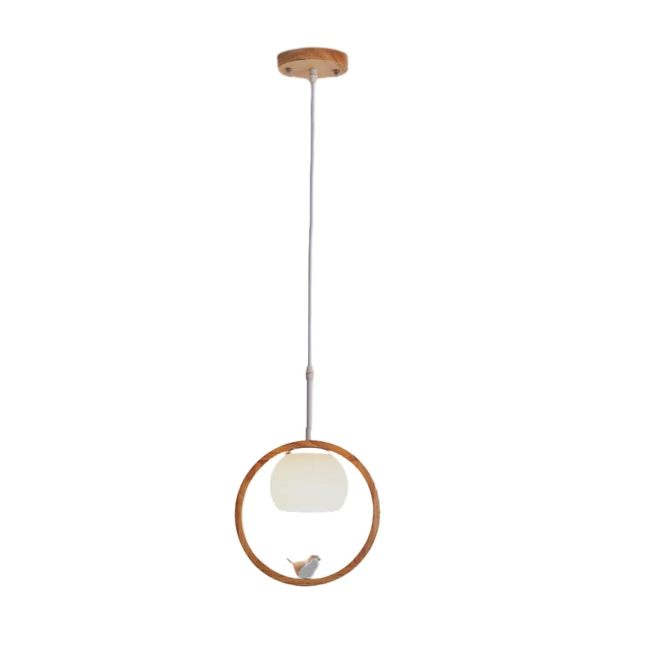 Designer Wooden Ring LED Pendant Light with Glass Shade for Home Decor