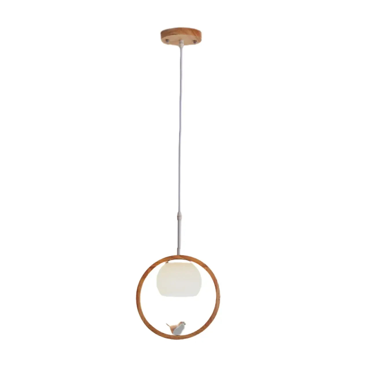 Designer Wooden Ring LED Pendant Light with Glass Shade for Home Decor
