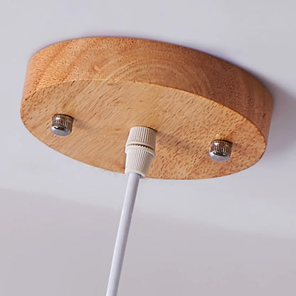 Designer Wooden Ring LED Pendant Light with Glass Shade for Home Decor