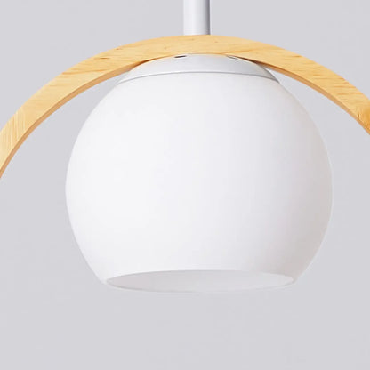 Designer Wooden Ring LED Pendant Light with Glass Shade for Home Decor