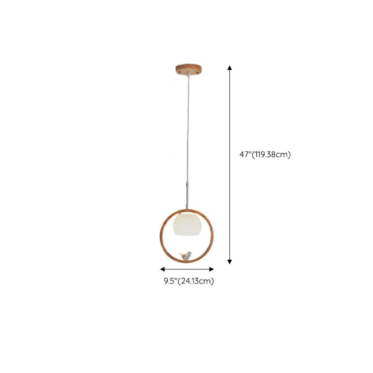 Designer Wooden Ring LED Pendant Light with Glass Shade for Home Decor