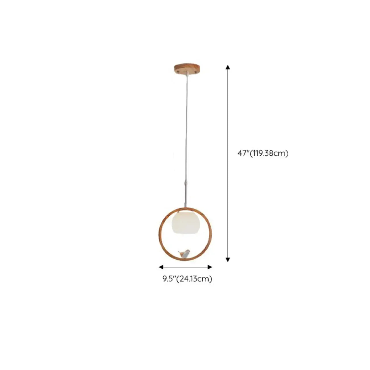 Designer Wooden Ring LED Pendant Light with Glass Shade for Home Decor