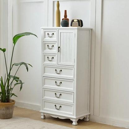 Rustic Wooden Yellow Storage Cabinet with Drawer Rings