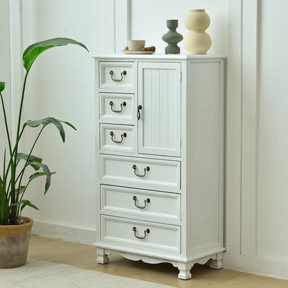 Rustic Wooden Yellow Storage Cabinet with Drawer Rings