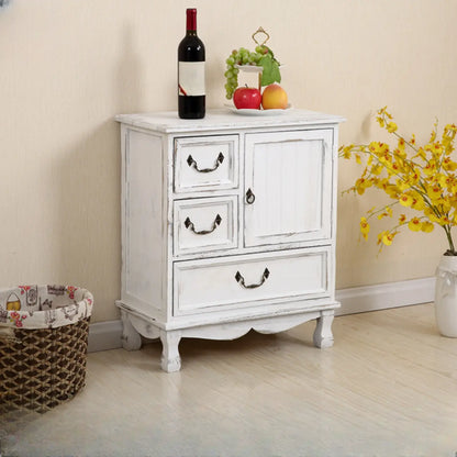 Rustic Wooden Yellow Storage Cabinet with Drawer Rings