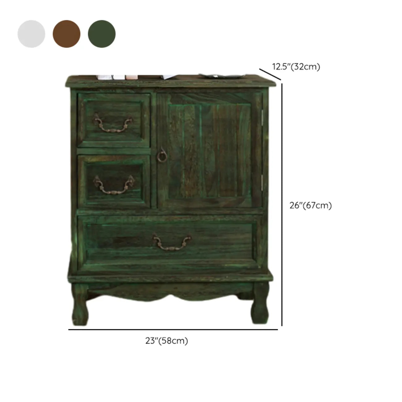 Rustic Wooden Yellow Storage Cabinet with Drawer Rings